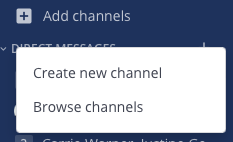 You can create a channel using the Add channels button