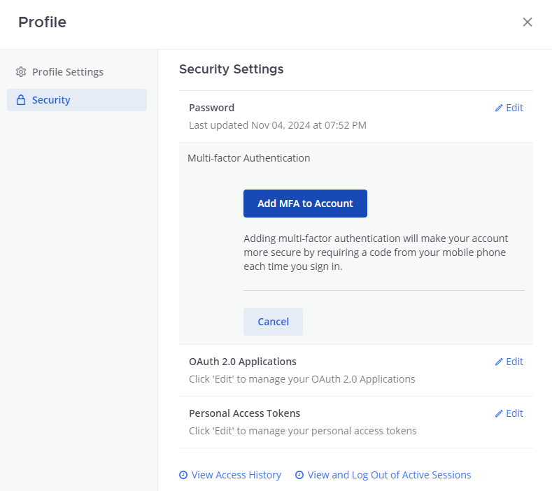 Add multi-factor authentication to your Mattermost user profile.