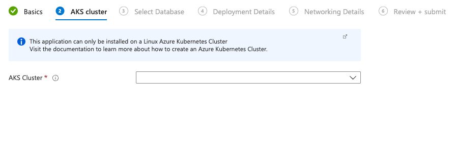 An example of the Azure AKS cluster setup screen.