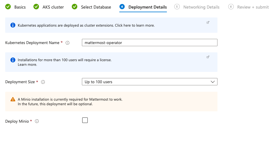 An example of the Azure AKS Deployment Details setup screen.