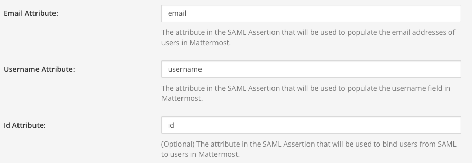 Set attributes for the SAML assertions which updates user information in Mattermost.