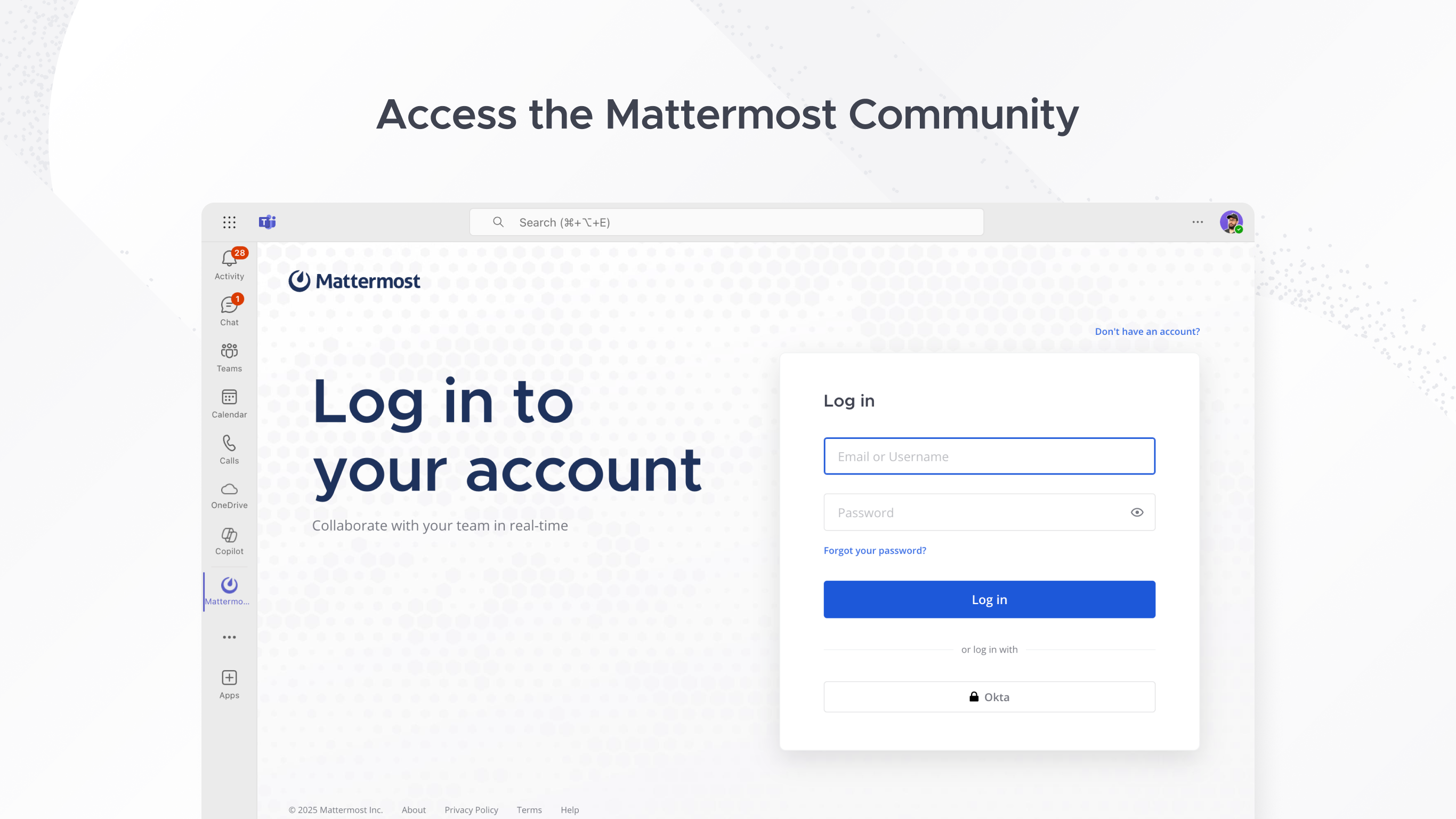 Community for Mattermost for Microsoft 365, available in the Microsoft App Store.