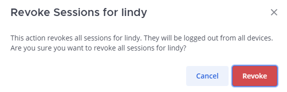 Revoke the sessions of a user using the System Console.