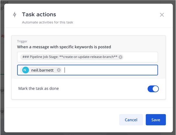 Configure tasks to be automatically marked as complete.