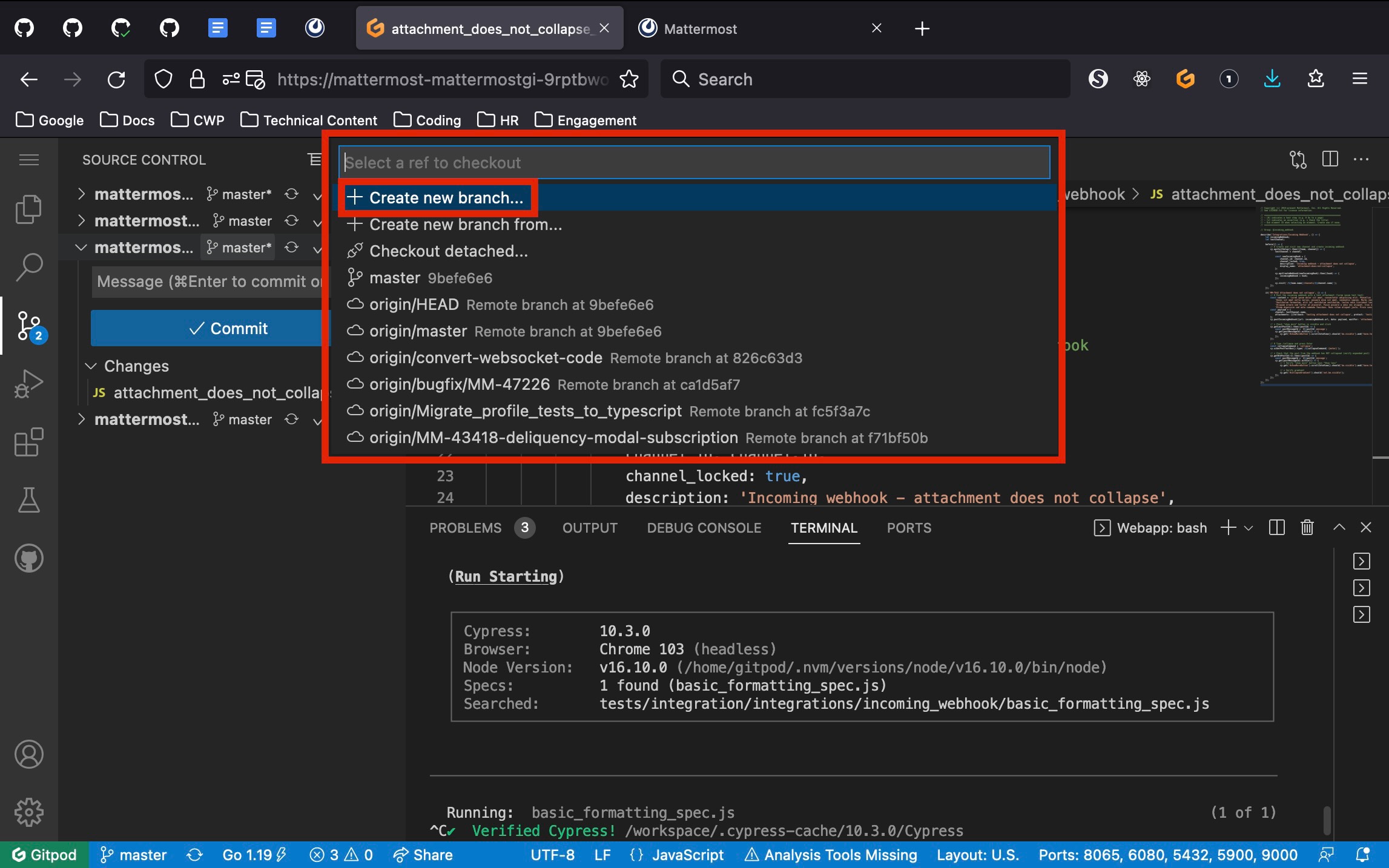 mattermost-gitpod-new-branch