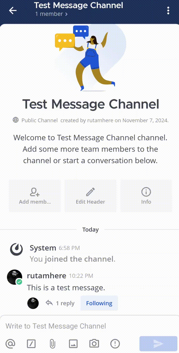 Tap on a Message to send a reply.