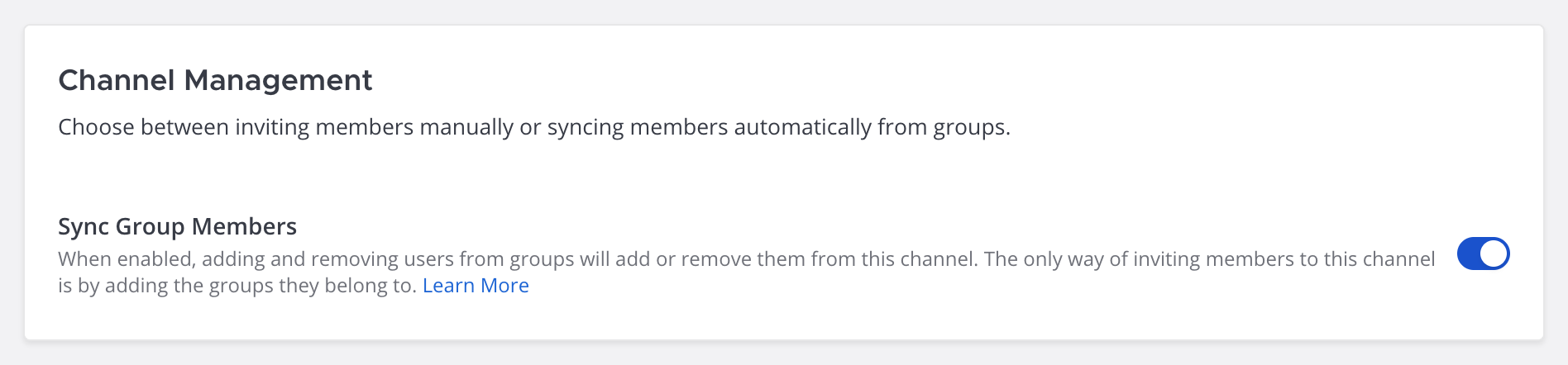Enable Sync Group Members for a channel using the System Console.